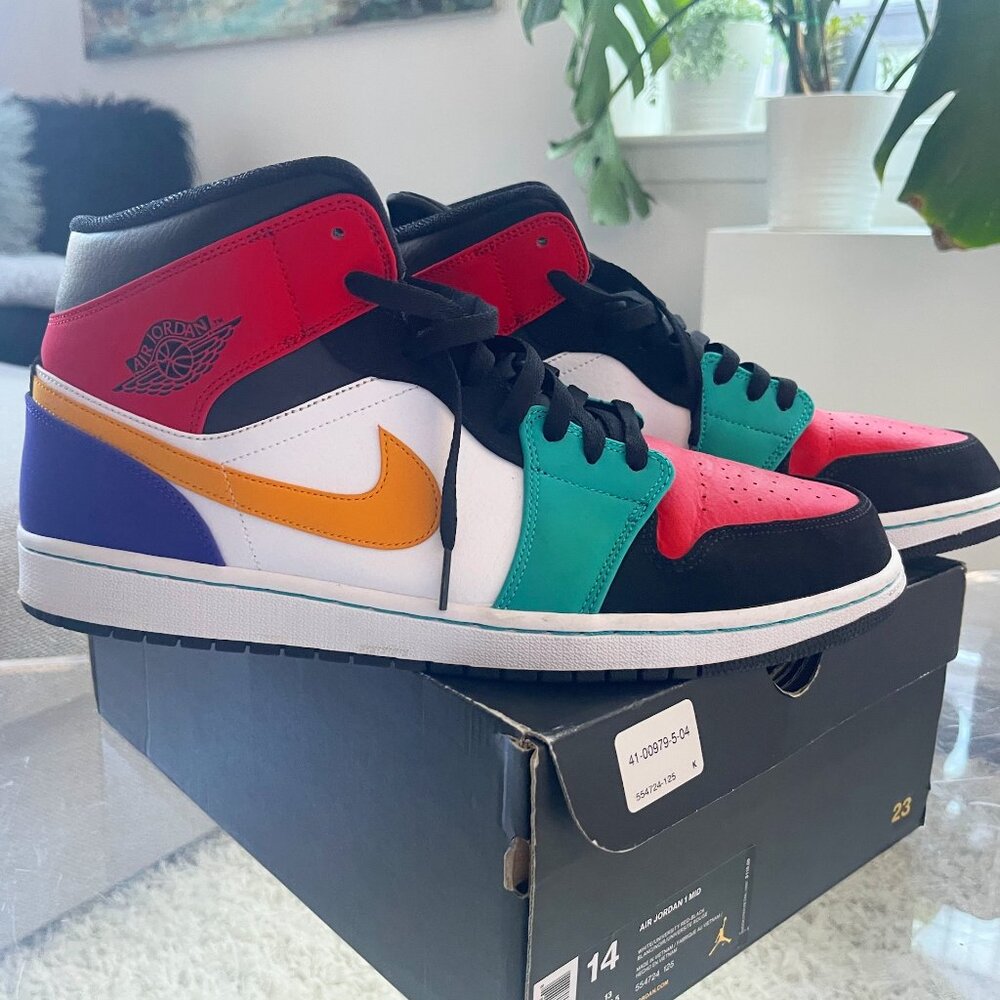 Nike Jordan 1 mid Bred Multi-Color - Size 14 (Rare Size)